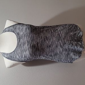 Lululemon Gray and Black Fitted Racerback Yogi Tank Top with Pocket M/L